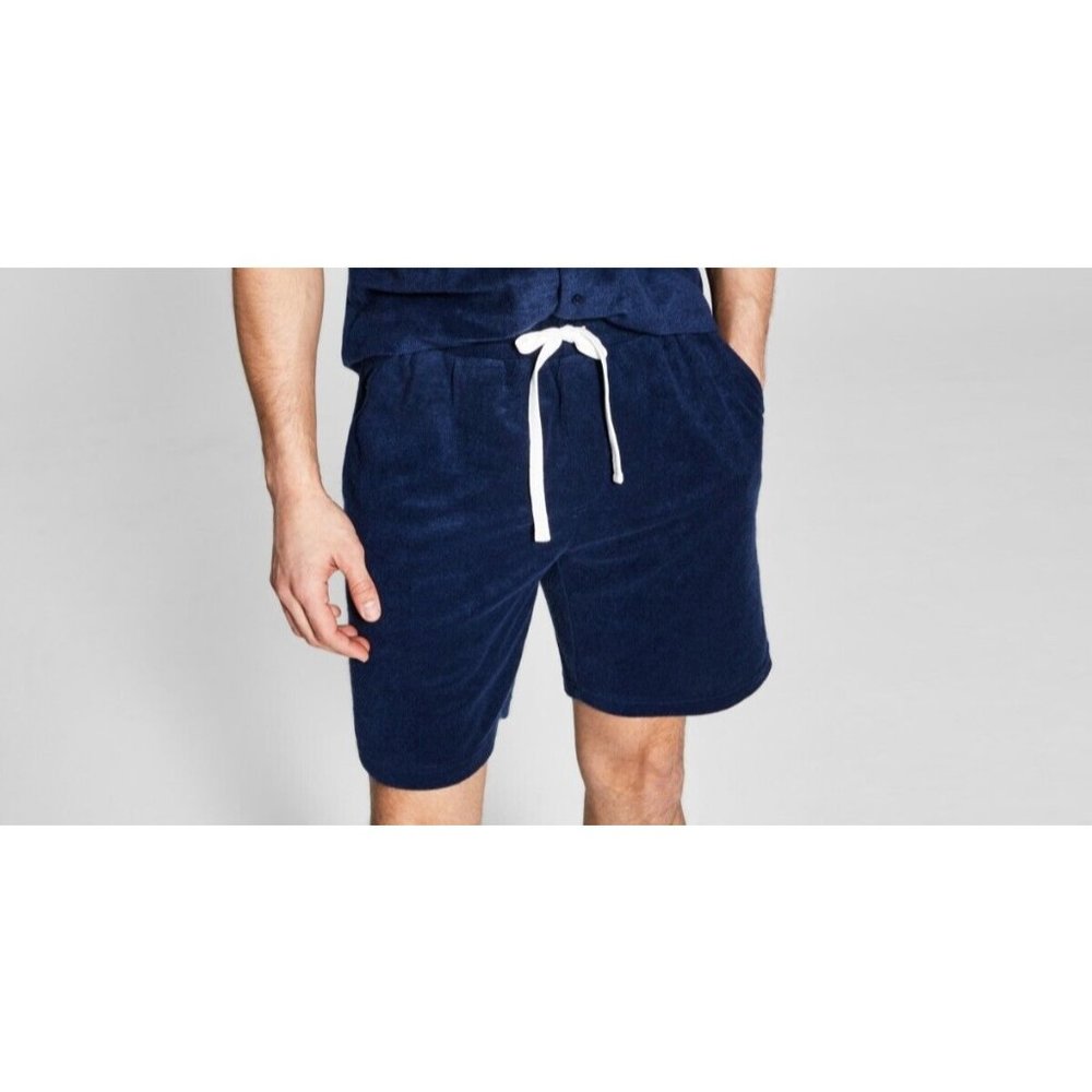 And Now This Mens Navy Terry 8" Inseam Knit Casual Shorts Size XXL NWT S513AFA